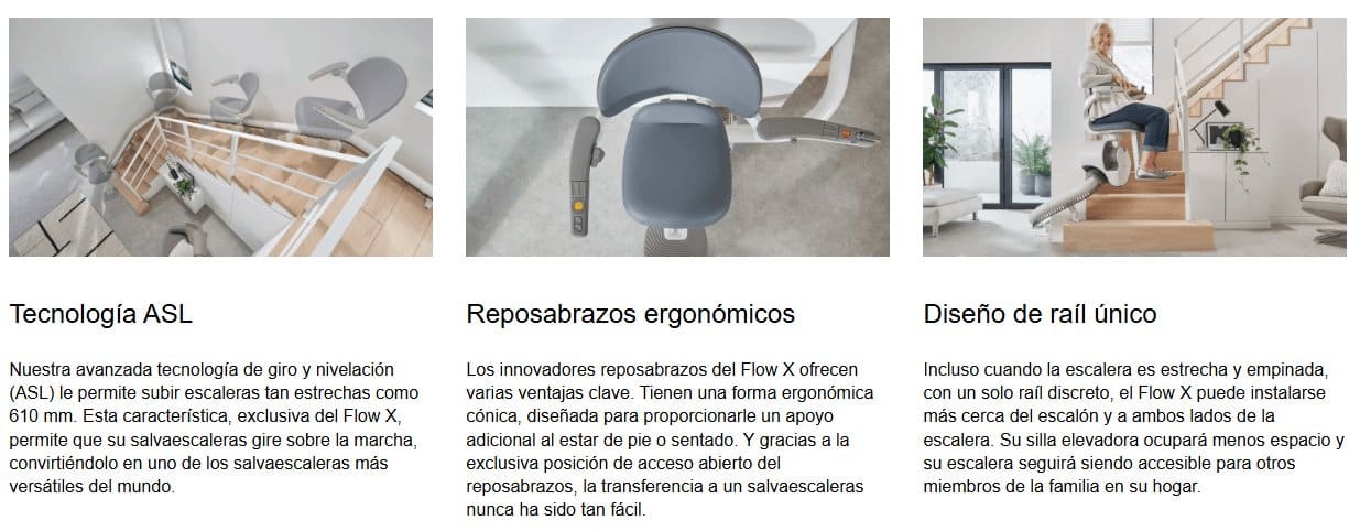 Silla salva escaleras Flow X instalada en escalera curva